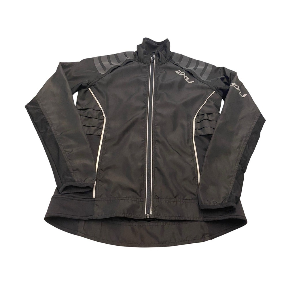 2XU Mens Cycling Jacket Windproof Reflective Black Full Zip Running Outerwear S